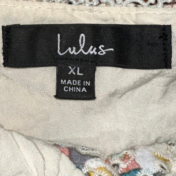 Lulus Sweeter Than Ever Floral Eyelet Ruffle Sleeve Crop Top Size XL - Picture 3 of 13